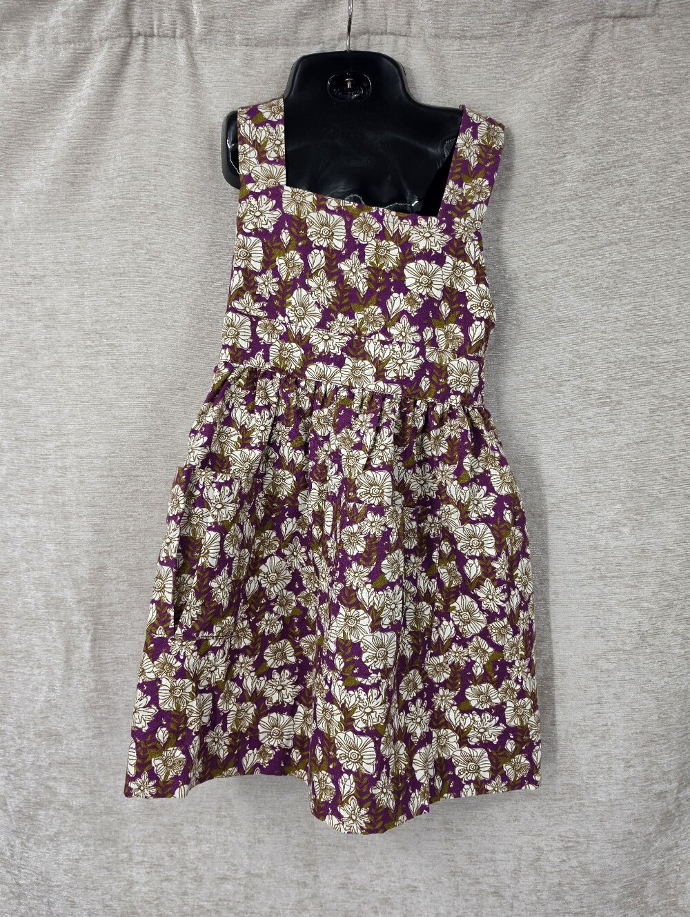 MILKBARN Purple Floral Organic Linen & Cotton Pinafore Apron